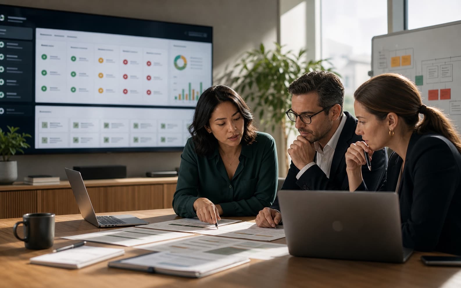 Support, legal, and operations reviewers checking AI support launch evidence together